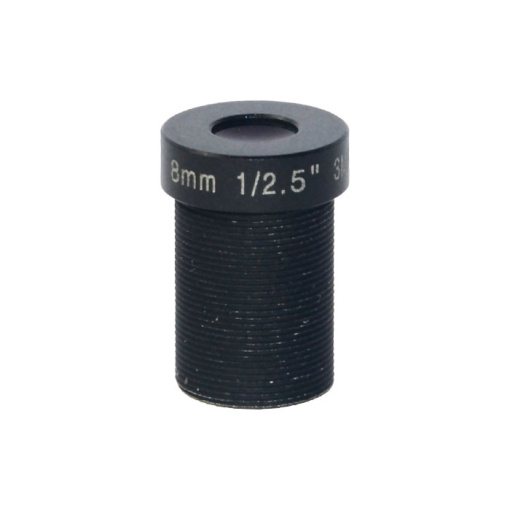 M12, 1/2.5", 8mm, F2.0, 5MP, no IR filter